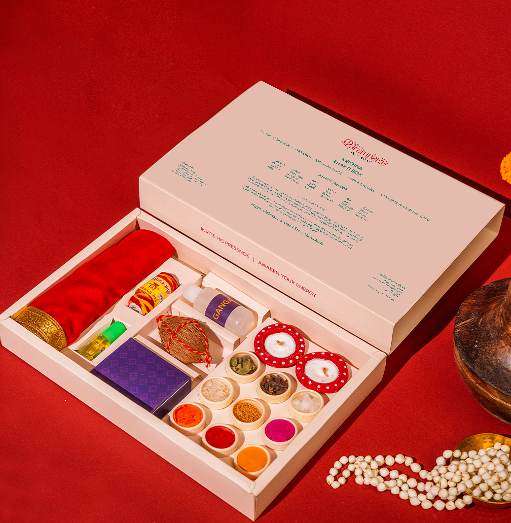 Holi with Krishna Bhakti Box in the box content