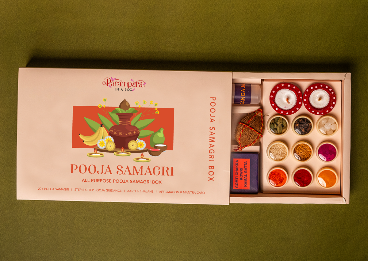 All Purpose Pooja Samagri box with various items