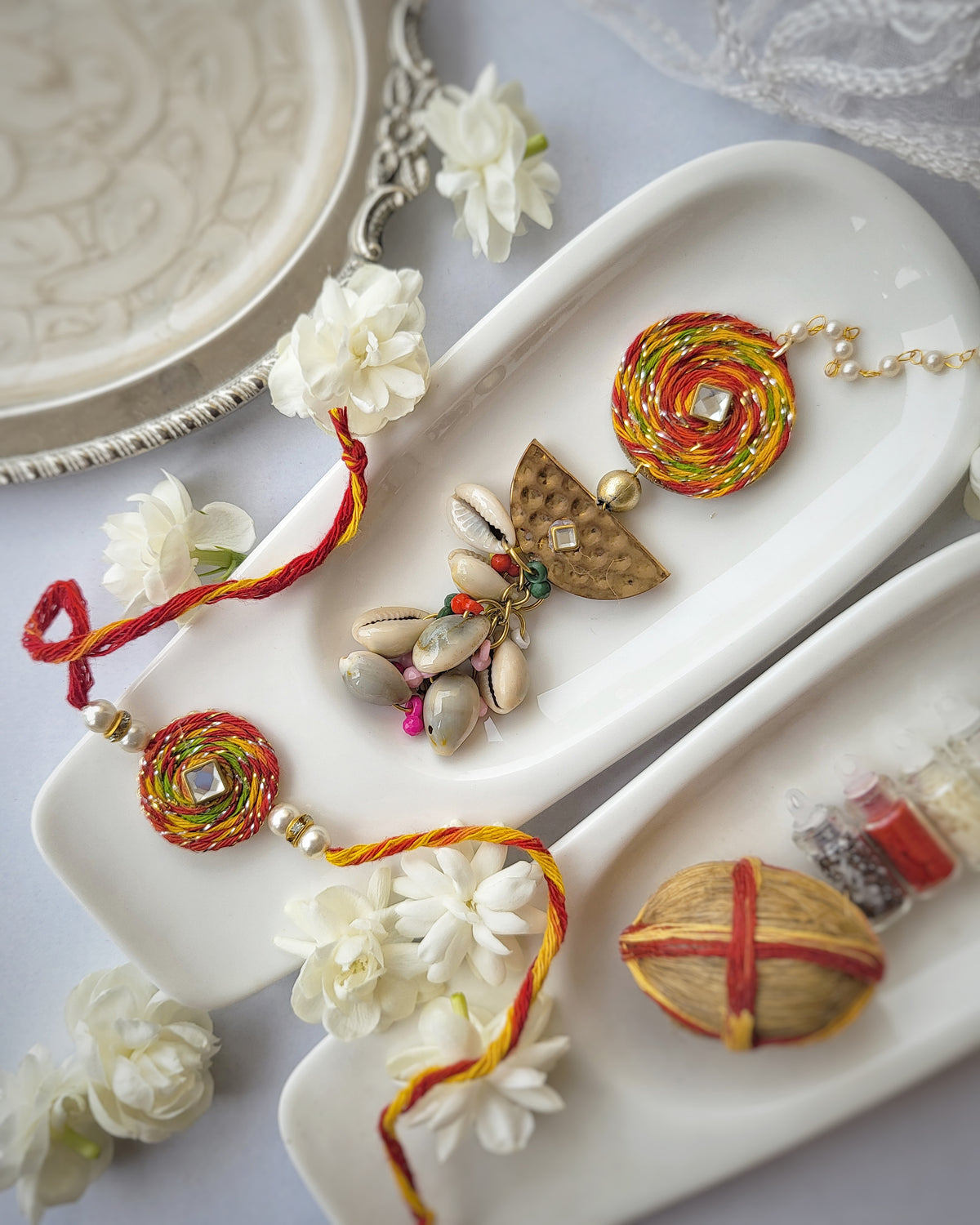Mauli Dhaga Designer Lumba Rakhi Set