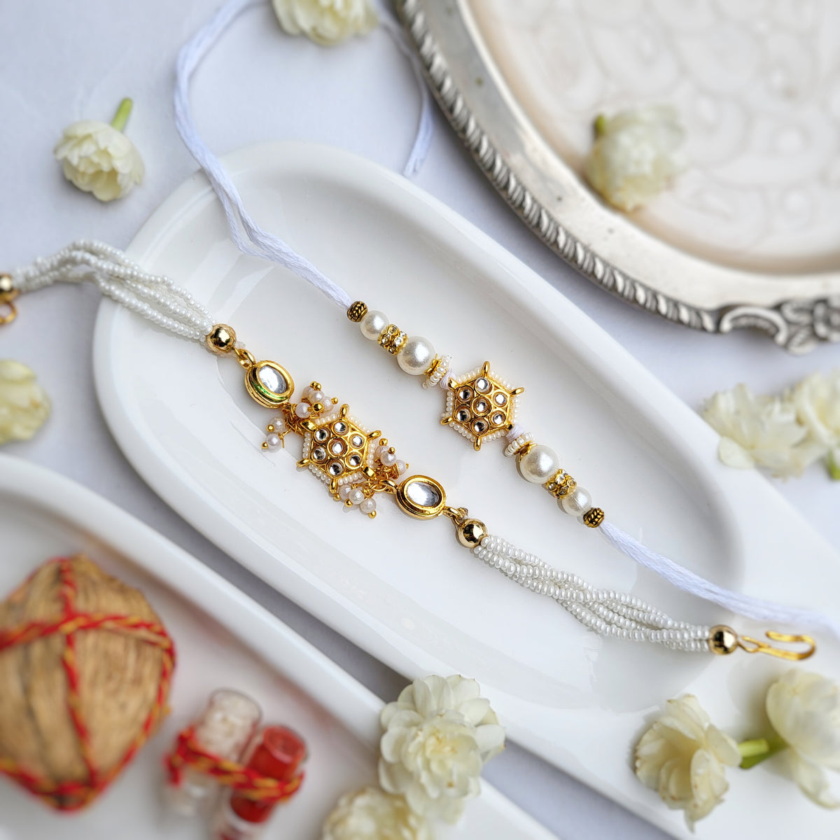 White Jadau Bhabhi Rakhi