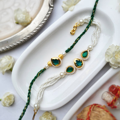Emerald Green Tilak Bhai Rakhi