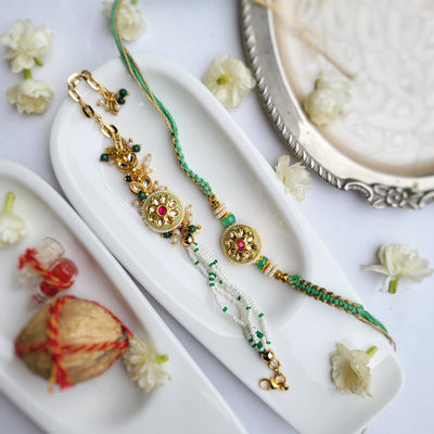 Jadau in Mint Green Bhabhi Rakhi
